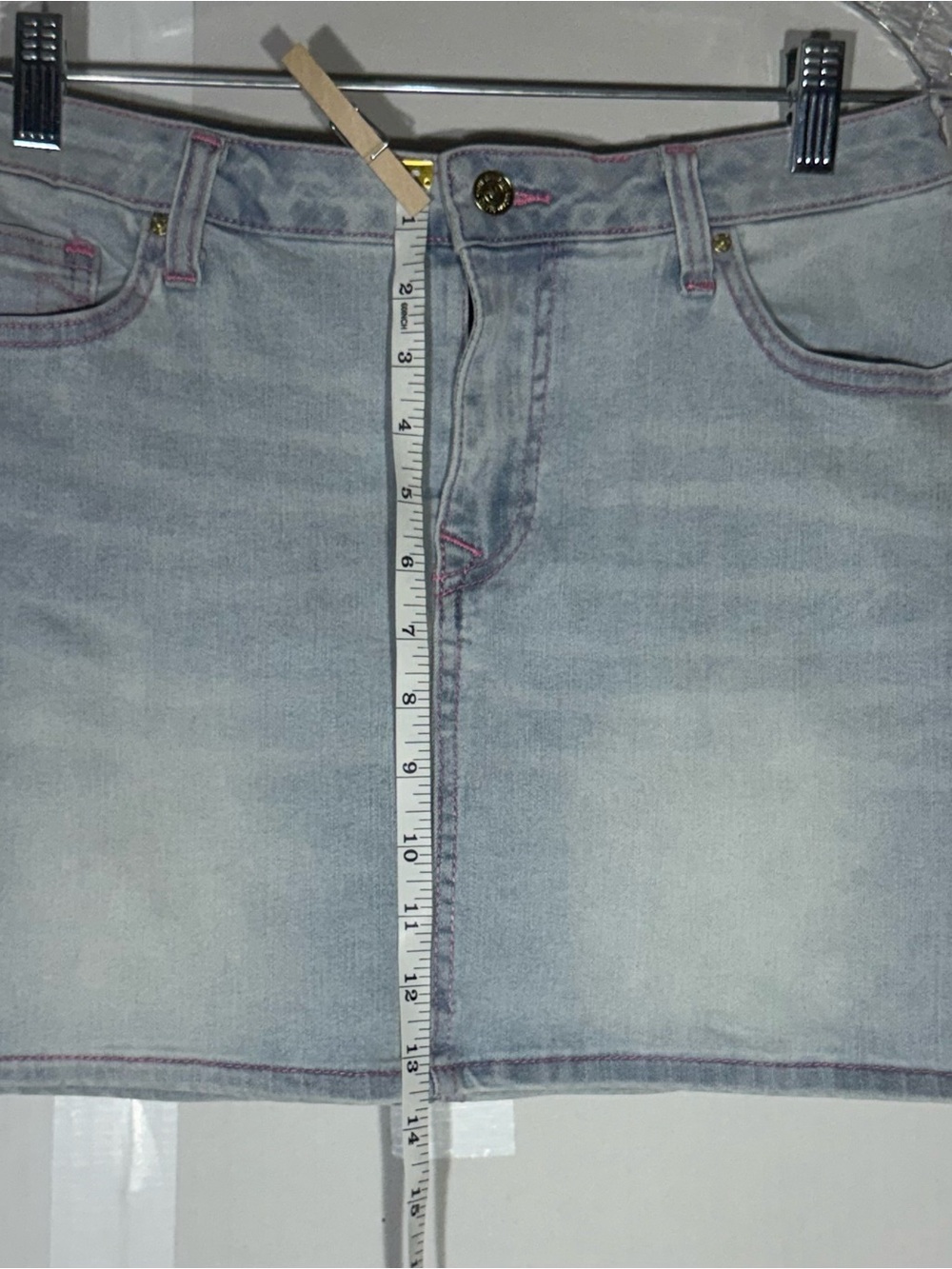 True Religion Denim Skirt Pink Thread Sz 29